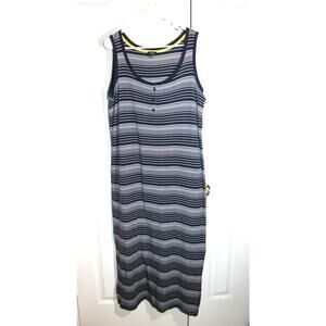 Talbots Navy & White Boardwalk Stripe Sleeveless Henley Dress sz X (14W)